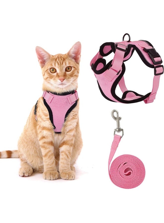 LAPET Cat Harness and 1.5M Leash for Walking Escape Proof, Adjustable Kitten Vest Harnesses Easy Control Soft Breathable Mesh Jacket with Reflective Strips for Cats (Pink) - Image 1